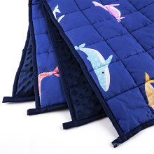 Whale Pattern Mink Cotton Kids Blankets Glass Beads Gravity Weighted Blanket